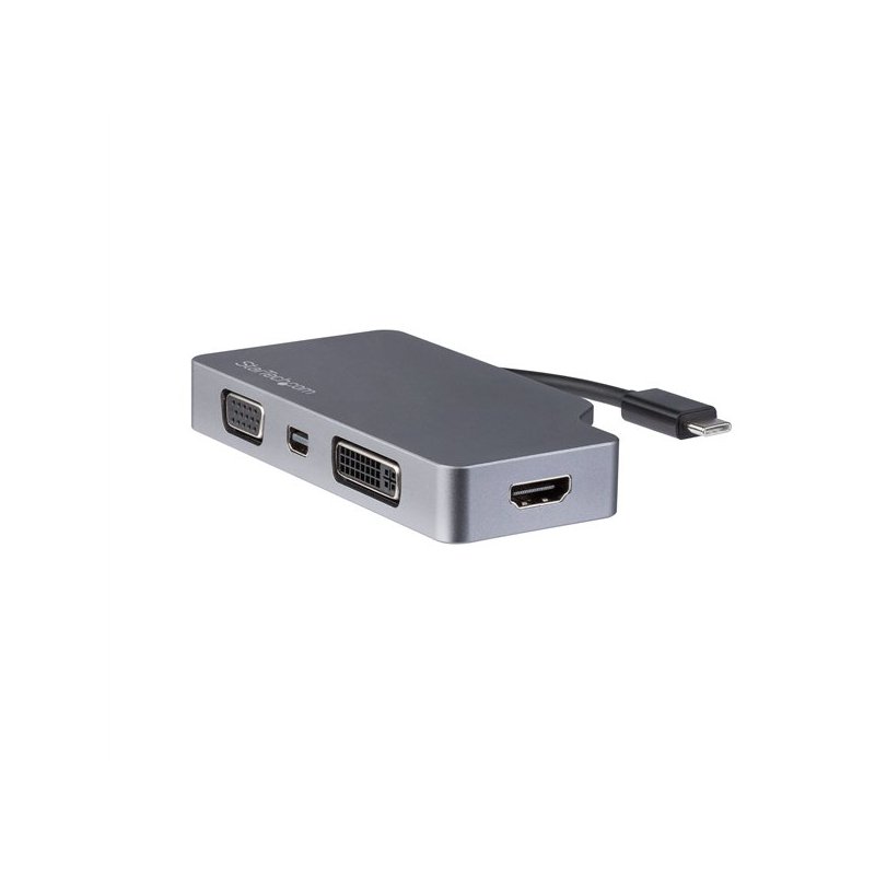 StarTech.com Adaptador de Vídeo USB-C Multipuertos - 4 en 1 de Aluminio - 4K 60Hz - Gris Espacial
