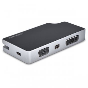 StarTech.com Adaptador de Vídeo Multipuertos USB C - 4 en 1 - con Entrega de Alimentación PD de 85W - Conversor - Gris Espacial