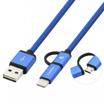 CoolBox COO-CAB-U2MC-BL cable USB 1 m 2.0 USB A USB C Micro-USB B Azul