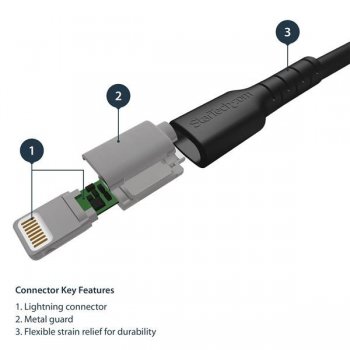 StarTech.com Cable de 2m USB a Lightning - Certificado MFi - Negro